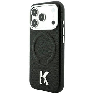 CG Mobile Karl Lagerfeld iPhone 18 Pro - 17 Pro Black — Karl MagSafe Grained PU Hard Case With Embossed Ring & Kameo Logo Mono Resin Logo