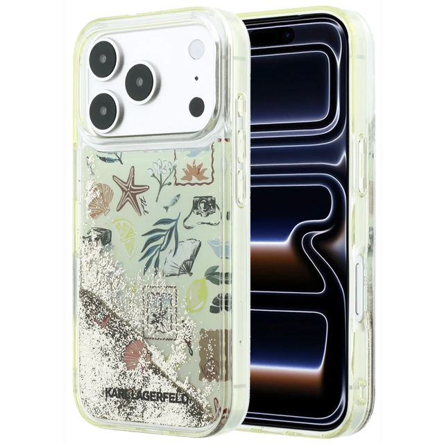 CG Mobile Karl Lagerfeld iPhone 18 Pro Max - 17 Pro Max Beige — Karl Liquid Glitter Beach & Sand Hard Case