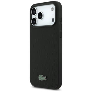 CG Mobile Lacoste iPhone 18 Pro Max - 17 Pro Max Black — Lacoste MagSafe Petit Pique Hard Case With Lacquer Metal Logo