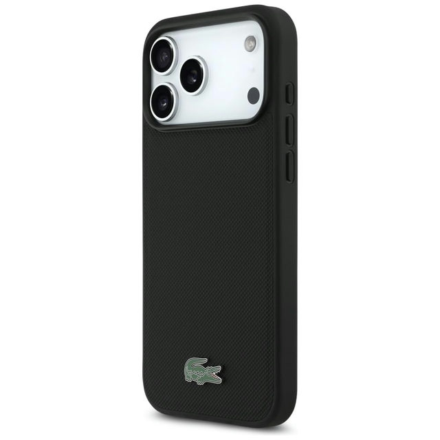 CG Mobile Lacoste iPhone 18 Pro Max - 17 Pro Max Black — Lacoste MagSafe Petit Pique Hard Case With Lacquer Metal Logo
