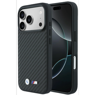 CG Mobile BMW iPhone 18 Pro Max - 17 Pro Max Black — BMW MagSafe PU Carbon Hard Case With Metal Logo