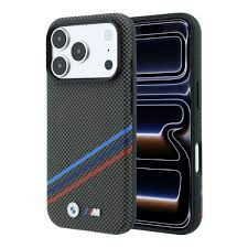 CG Mobile BMW iPhone 18 Pro Max - 17 Pro Max Gray — BMW MagSafe PU Kevlar Tricolor Lines Hard Case With Metal Logo