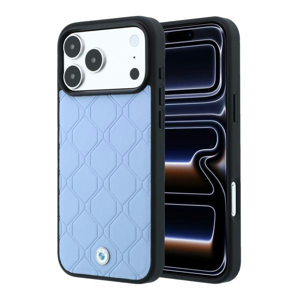 CG Mobile BMW iPhone 18 Pro Max - 17 Pro Max Light Blue — BMW Signature MagSafe PU Quilted Hard Case With Metal Propeller Logo
