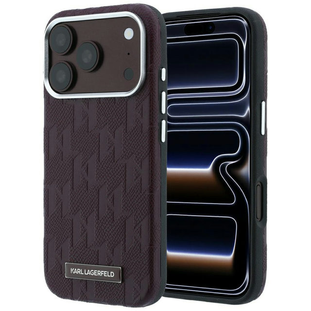 CG Mobile Karl Lagerfeld iPhone 18 Pro Max - 17 Pro Max Burgundy — Karl MagSafe Grained PU Hard Case With Mono Resin Logo