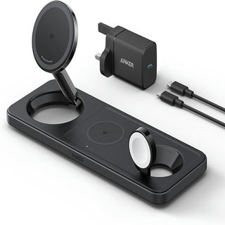 Anker MagGo Wireless Charging Station (3 in 1) with Charger and USB-C Cable 15W Black