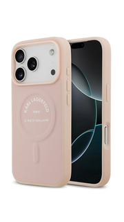 CG Mobile Karl Lagerfeld iPhone 18 Pro Max - 17 Pro Max Pink — Karl MagSafe Embossed PU Hard Case With Karl RGS Logo