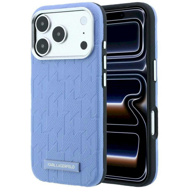 CG Mobile Karl Lagerfeld iPhone 18 Pro Max - 17 Pro Max Light Blue — Karl MagSafe Grained PU Hard Case With Mono Resin Logo