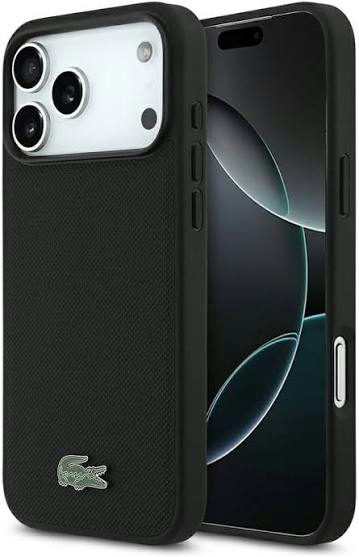 CG Mobile Lacoste iPhone 18 Pro - 17 Pro Black — Lacoste MagSafe Petit Pique Hard Case With Lacquer Metal Logo