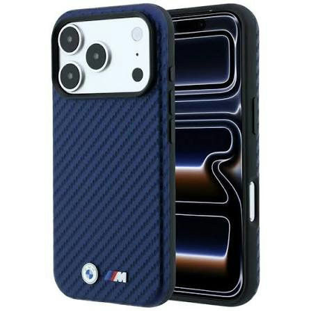 CG Mobile BMW iPhone 18 Pro - 17 Max Navy — BMW MagSafe PU Carbon Hard Case With Metal Logo