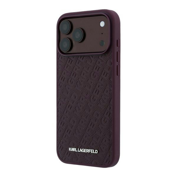 CG Mobile Karl Lagerfeld iPhone 18 Pro Max - 17 Pro Max Burgundy — Karl MagSafe PU Hard Case With Allover Logo