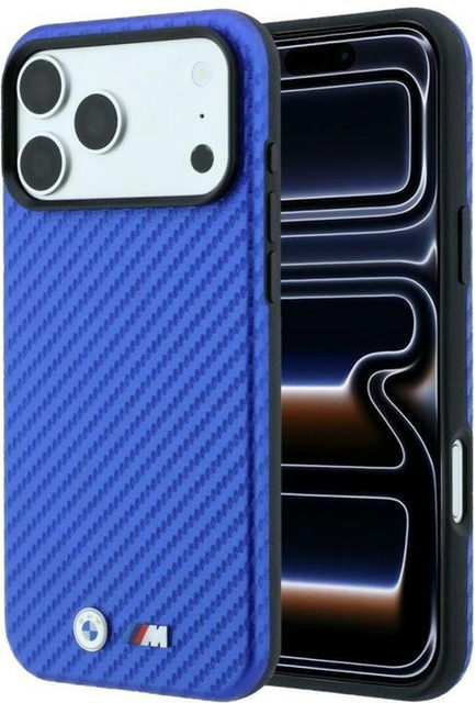 CG Mobile BMW iPhone 18 Pro Max - 17 Pro Max Blue — BMW MagSafe PU Carbon Hard Case With Metal Logo