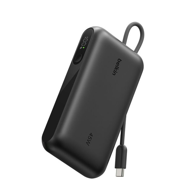 Belkin UltraCharge Power Bank 10K with Integrated 20 cm USB-C Cable & Digital Display Charging Status Black