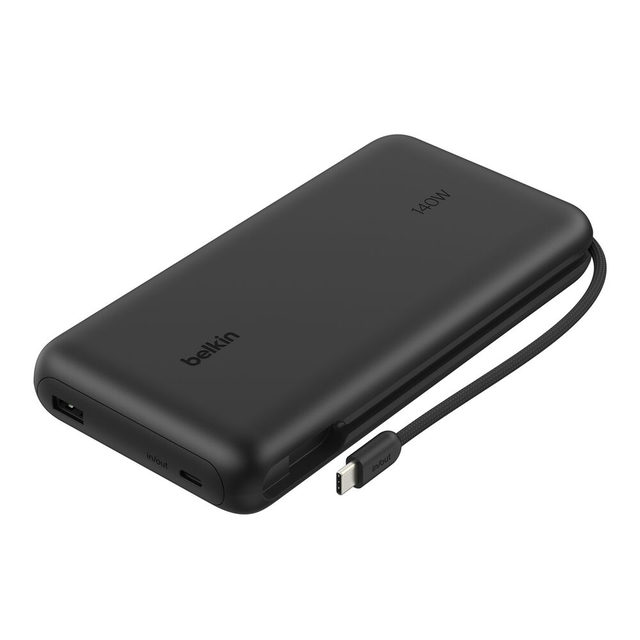 Belkin UltraCharge Pro Laptop Power Bank 25K 140W with Integrated USB-C Cable and Digital Display - Black