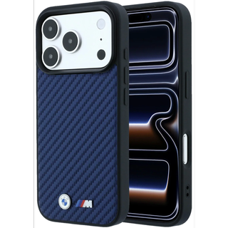 CG Mobile BMW iPhone 18 Pro Max - 17 Pro Max Navy — BMW MagSafe PU Carbon Hard Case With Metal Logo