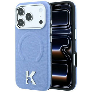 CG Mobile Karl Lagerfeld iPhone 18 Pro - 17 Pro Light Blue — Karl MagSafe Grained PU Hard Case With Embossed Ring & Kameo Logo Mono Resin Logo