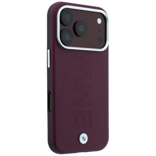 CG Mobile BMW iPhone 18 Pro - 17 Pro Burgundy — BMW Signature MagSafe Hard Case With Vertical Metal Wordmark & Propeller Logo