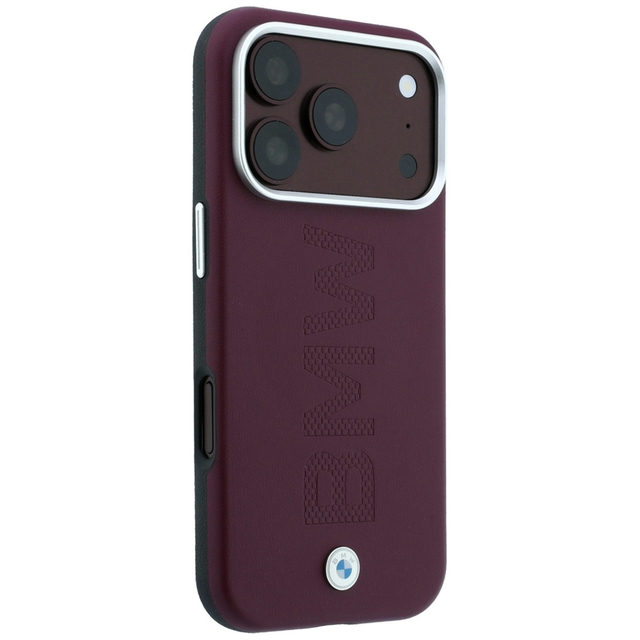 CG Mobile BMW iPhone 18 Pro - 17 Pro Burgundy — BMW Signature MagSafe Hard Case With Vertical Metal Wordmark & Propeller Logo
