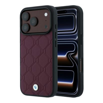 CG Mobile BMW iPhone 18 Pro Max - 17 Pro Max Burgundy — BMW Signature MagSafe PU Quilted Hard Case With Metal Propeller Logo