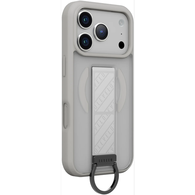 Levelo Morphix Clara iPhone 18 Pro Silver - Adjustable Grip Strap Matte Finish PC+TPU