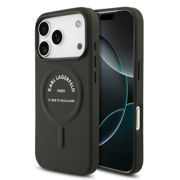 CG Mobile Karl Lagerfeld iPhone 18 Pro Max - 17 Pro Max Black — Karl MagSafe Embossed PU Hard Case With Karl RGS Logo