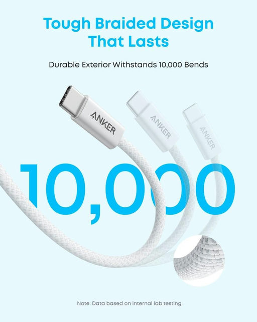Anker Zolo USB-A to USB-C Cable (6 ft, Braided) White