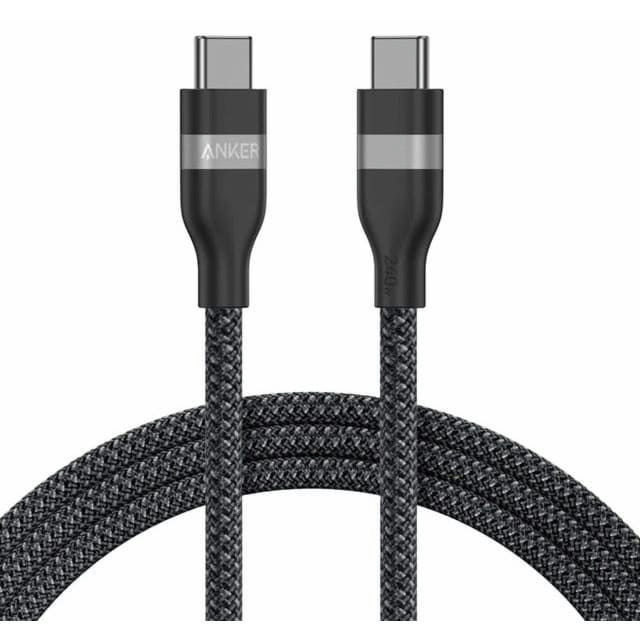 Anker USB-C to USB-C Cable (6 ft, 240W, Upcycled-Braided) Black