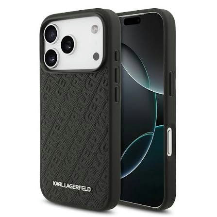 CG Mobile Karl Lagerfeld iPhone 18 Pro - 17 Pro Black — Karl MagSafe PU Hard Case With Allover Logo