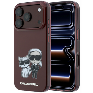 CG Mobile Karl Lagerfeld iPhone 18 Pro - 17 Pro Burgundy — Karl MagSafe IML Karl & Choupette Bodies Sketch Print Hard Case