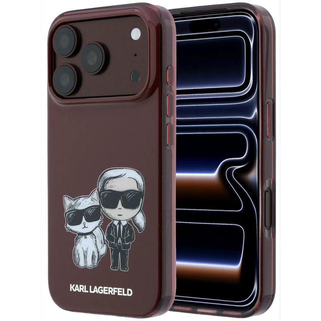CG Mobile Karl Lagerfeld iPhone 18 Pro Max - 17 Pro Max Burgundy — Karl MagSafe IML Karl & Choupette Bodies Sketch Print Hard Case