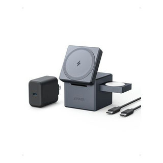 Anker Compact Phone Charger 3 in 1 Cube with MagSafe Gray